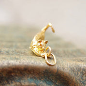 Vintage 14K Gold Cat Charm, Petite Yellow Gold Charm/Pendant, Cute Little Playing Cat Charm, Cat Lover Jewelry, 585 Gold, 1" Long