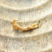 Vintage 14K Gold Cat Charm, Petite Yellow Gold Charm/Pendant, Cute Little Playing Cat Charm, Cat Lover Jewelry, 585 Gold, 1" Long