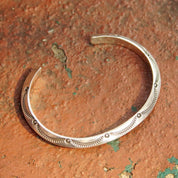 Vintage Signed Native American Hammered Sterling Silver Cuff Bracelet, Minimalist Silver Cuff, Handmade Navajo Jewelry, 5 1/4" Long