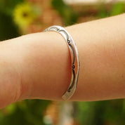 Vintage Signed Native American Hammered Sterling Silver Cuff Bracelet, Minimalist Silver Cuff, Handmade Navajo Jewelry, 5 1/4" Long