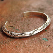 Vintage Signed Native American Hammered Sterling Silver Cuff Bracelet, Minimalist Silver Cuff, Handmade Navajo Jewelry, 5 1/4" Long