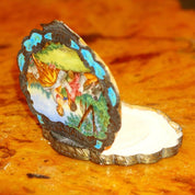 Antique Italian 800 Silver Gilt Scenic Hand-Painted Enamel Powder Compact Mirror W/ Ornate Engraved Designs, 3 3/4"