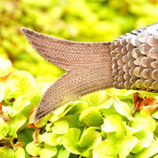 Antique Judaica 800 Silver Articulated Fish Spice Box With Red Jeweled Eyes, Large Standing Silver Spice Fish, Engraved Details, Hinge Mouth