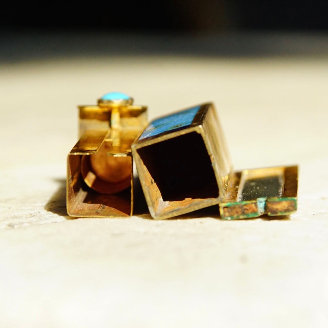 Antique Italian 800 Silver Gilt Enamel Hand Painted Engraved Lipstick Case With Small Mirror, Musical Maidens In Garden, Light Blue Enamel