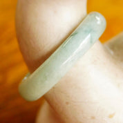 Vintage Mid Century Jade Bangle, 54g, Solid Jade Bangle Bracelet, Light Green Marbled Jade, 7" Long