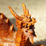 Vintage Signed Hand Carved Wood Dragon Sculpture, Incredibly Detailed Carved Wood Statue, Japenese/Chinese Crawling Dragon, 10" L x 5 1/2" H