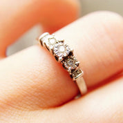Vintage Sterling Silver Cubic Zirconium Diamond Engagement Ring, Tiered Cathedral CZ Diamond Ring, Modest Engagement Ring, Size 7 1/2 US
