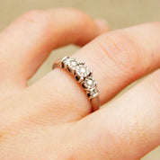 Vintage Sterling Silver Cubic Zirconium Diamond Engagement Ring, Tiered Cathedral CZ Diamond Ring, Modest Engagement Ring, Size 7 1/2 US