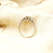 Vintage Sterling Silver Cubic Zirconium Diamond Engagement Ring, Tiered Cathedral CZ Diamond Ring, Modest Engagement Ring, Size 7 1/2 US