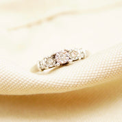 Vintage Sterling Silver Cubic Zirconium Diamond Engagement Ring, Tiered Cathedral CZ Diamond Ring, Modest Engagement Ring, Size 7 1/2 US