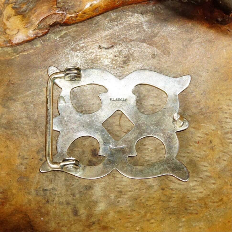 Signed Navajo Sand Cast Sterling Silver Belt Buckle, Guarantee Of Authenticity, Native American Jewelry, 2 1/4" W