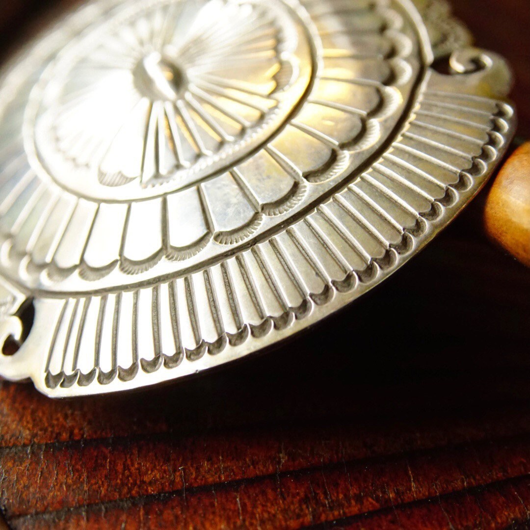 Vintage Signed Martinez Sterling Silver Navajo Belt Buckle, Huge Hammered Silver Concho Buckle, Native American Old Pawn, 4" W x 3" L