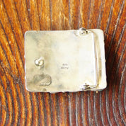 Vintage Signed BP Sterling Navajo Chunky Turquoise Cluster Belt Buckle, Rectangular Buckle Set With 19 Turquoise Stones, 2 1/2" W