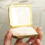 Victorian 800 Silver Gilt Enamel Hand Painted Powder Compact Mirror, Signed Miniature Portrait, Ornate Engraved Border & Backside, 3 1/8"