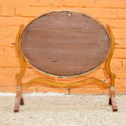 Antique Hepplewhite Style Mahogany Dressing Table Cheval Mirror W/ Accent Ivory Details, Ornate Oval Tilt Mirror, Boudoir Vanity Mirror