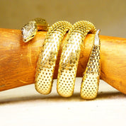 Vintage Whiting & Davis Gold Mesh Snake Necklace And Bracelet, Triple Coil Snake Cuff, Single Coil Snake Choker, Gold Tone Jewelry Set