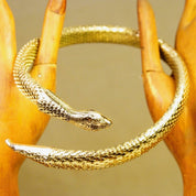 Vintage Whiting & Davis Gold Mesh Snake Necklace And Bracelet, Triple Coil Snake Cuff, Single Coil Snake Choker, Gold Tone Jewelry Set