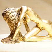 Vintage 1977 Signed Tom Bennett Reflections Table Sculpture 89/100, Nude Woman Crawling On Hands & Knees, Dramatic Figure Statue, 8 1/2 L
