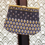 Vintage Art Deco Patterned Bead Evening Bag, Enameled Mother Of Pearl & Marcasite, Brass Hardware, Black Silk Lining, No Purse Chain, 6" L
