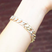Vintage Modernist Sterling Silver Cuban Link Bracelet, Signed Inger K 925, Solid Silver Chain Link Bracelet, Unisex Bracelet, 7 1/2" Long