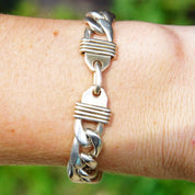 Vintage Modernist Sterling Silver Cuban Link Bracelet, Signed Inger K 925, Solid Silver Chain Link Bracelet, Unisex Bracelet, 7 1/2" Long