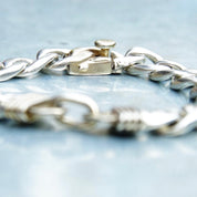 Vintage Modernist Sterling Silver Cuban Link Bracelet, Signed Inger K 925, Solid Silver Chain Link Bracelet, Unisex Bracelet, 7 1/2" Long