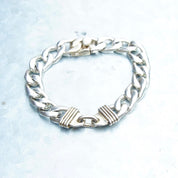 Vintage Modernist Sterling Silver Cuban Link Bracelet, Signed Inger K 925, Solid Silver Chain Link Bracelet, Unisex Bracelet, 7 1/2" Long