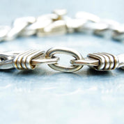 Vintage Modernist Sterling Silver Cuban Link Bracelet, Signed Inger K 925, Solid Silver Chain Link Bracelet, Unisex Bracelet, 7 1/2" Long
