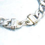 Vintage Modernist Sterling Silver Cuban Link Bracelet, Signed Inger K 925, Solid Silver Chain Link Bracelet, Unisex Bracelet, 7 1/2" Long