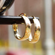 Vintage 14K Yellow Gold Hoop Earrings, Signed Sakes Fifth Avenue, Petite Gold Latch Back Hoops, Classic Gold Earrings, 1 1/2" Long