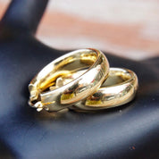 Vintage 14K Yellow Gold Hoop Earrings, Signed Sakes Fifth Avenue, Petite Gold Latch Back Hoops, Classic Gold Earrings, 1 1/2" Long