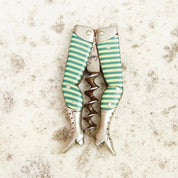 Antique German Ladies Legs Green and White Striped Corkscrew, Signed G & S Germany, Rare Unique Wine Bottle Opener, 2 3/4" Long