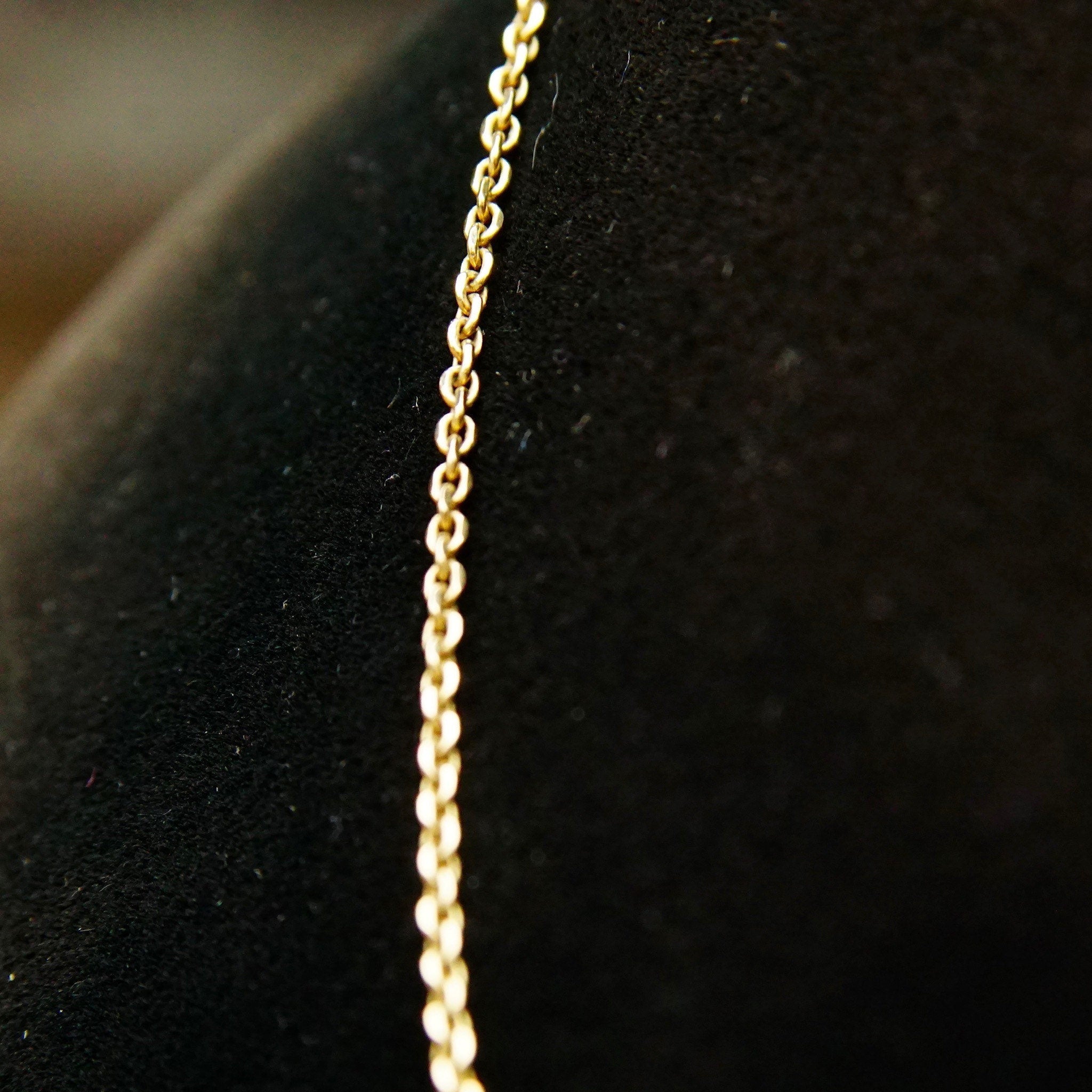 Vintage 14K Gold Cable Chain Necklace, 1mm Yellow Gold Chain, Unisex Necklace, Minimalist, 585 Jewelry, 16 1/4" L