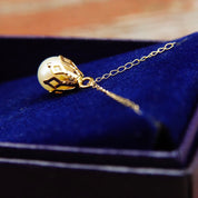 Vintage 14K Yellow Gold Solitaire Pearl Pendant Necklace, Cultured Pearl Drop With Gold Crown Cap, Delicate Gold Chain, 15" Long