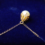 Vintage 14K Yellow Gold Solitaire Pearl Pendant Necklace, Cultured Pearl Drop With Gold Crown Cap, Delicate Gold Chain, 15" Long