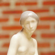 Vintage Signed Royal Copenhagen Edvard Eriksen Porcelain Little Mermaid Figurine Sculpture #4431, Nude Mermaid, Pastel Purple Glaze, 9" Tall