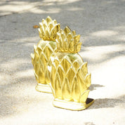 Vintage Brass Pineapple Bookends by Virginia Metal-Crafters Newport, Embossed Brass Bookends, Funky Home Decor, Hospitality Symbol, 6 1/2" H