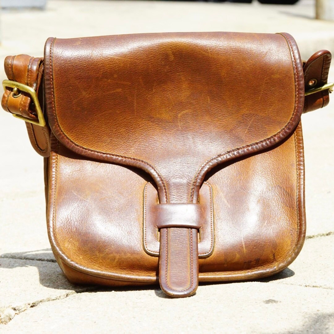 Vintage 1970's Authentic Coach Leatherwear Messenger Bag No. 633-2179, Chocolate Brown Leather Courier Bag, Front Flap, Adjustable Strap