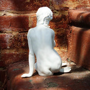 Vintage Signed W. Gawantka Kaiser Nude Woman In Meditation Porcelain Figurine #489, German Matte White Porcelain Bisque Statue, 9" H