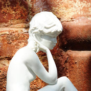 Vintage Signed W. Gawantka Kaiser Nude Woman In Meditation Porcelain Figurine #489, German Matte White Porcelain Bisque Statue, 9" H