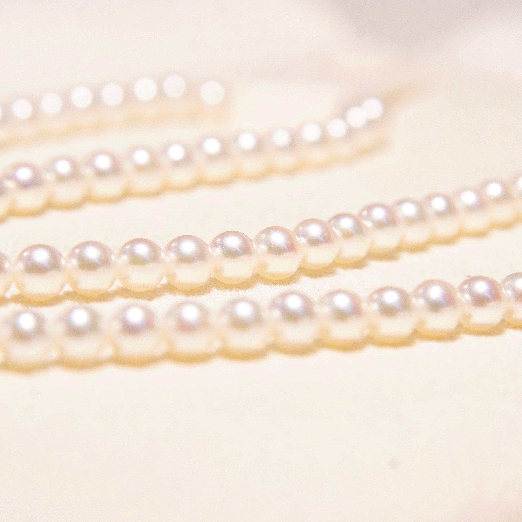 Vintage Mikimoto Cultured Pearl Necklace With 18K White Gold Charm & Clasp In Original Box, 4.5mm Pearls, Japanese Designer, 16.5" Long