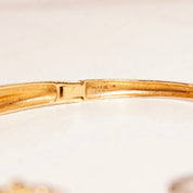 Vintage 14K Gold Diamond Bangle Bracelet, Yellow Gold Criss Cross Bangle With Accent Diamonds, .06 CT Brilliant Diamonds, 6 1/4" L