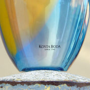Vintage Signed Kosta Boda K. Engam Art Glass Fidji Vase #7008838, Iridescent Blown Glass Bud Vase, Mid-Century Accent Flower Vase, 11.5" H