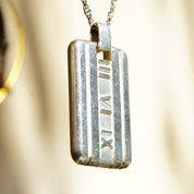 Retired 2003 Tiffany & Co. 925 Atlas Pendant, Solid Sterling Silver Dog Tag Style Pendant, Roman Numerals, NO CHAIN or BOX, 1 3/8" L