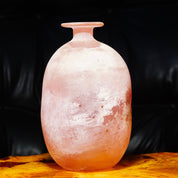 Vintage Signed Cenedese Scavo Murano Frosted Pink Glass Vase, Beautiful Italian Glass Vase, Flat Top Bottle Vase, 7 H