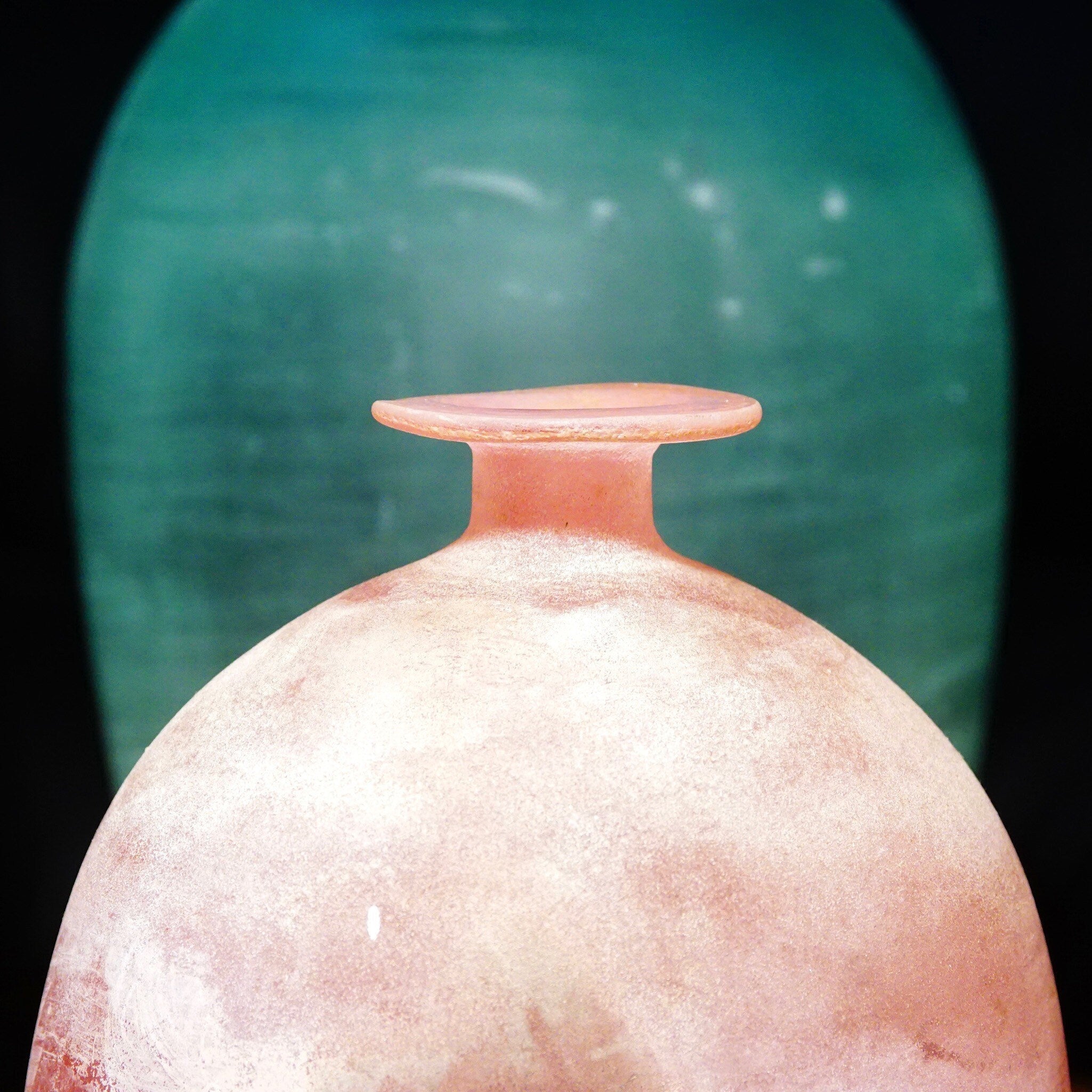 Vintage Signed Cenedese Scavo Murano Frosted Pink Glass Vase, Beautiful Italian Glass Vase, Flat Top Bottle Vase, 7 H