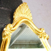 Vintage Handmade Italian Florentine Gilt Mini Mirror, Small Ornate Wood Carved Gold Leaf/Scroll Wall Mirror, Accent Mirror, 16" H x 9.5" W