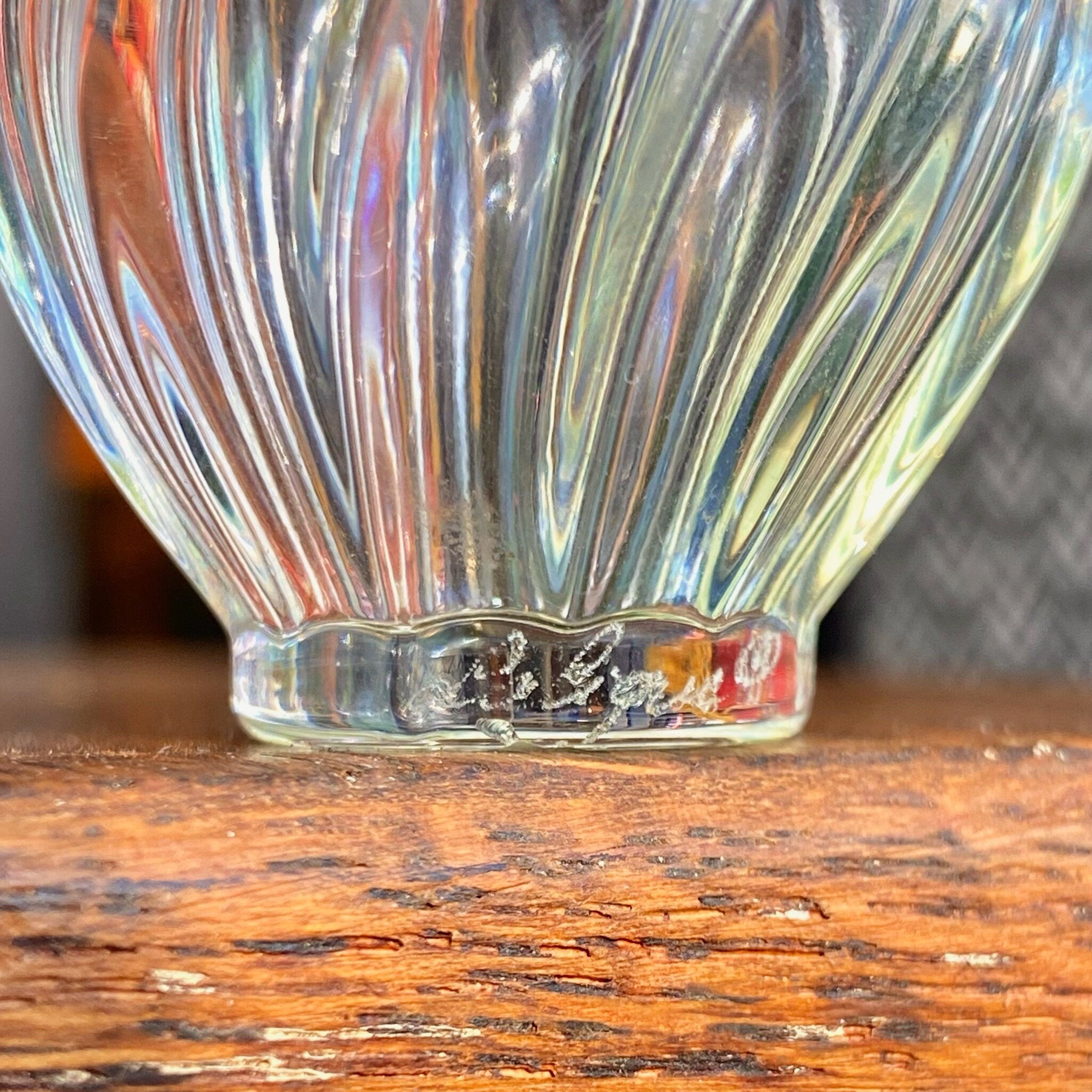 Vintage Signed Nina Ricci Lalique Two Dove Perfume Bottle CC 642, Frosted Green Glass Stopper, Ridged Clear Glass Bottle, 3.75" H