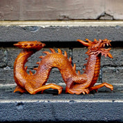 Vintage Signed Hand Carved Wood Dragon Sculpture, Incredibly Detailed Carved Wood Statue, Japenese/Chinese Crawling Dragon, 10" L x 5 1/2" H