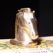 Vintage CMC New York Silver Plated Horse Head Table Lighter, Made In Occupied Japan, Collectible Butane Lighter, NOT TESTED, 2 3/4"